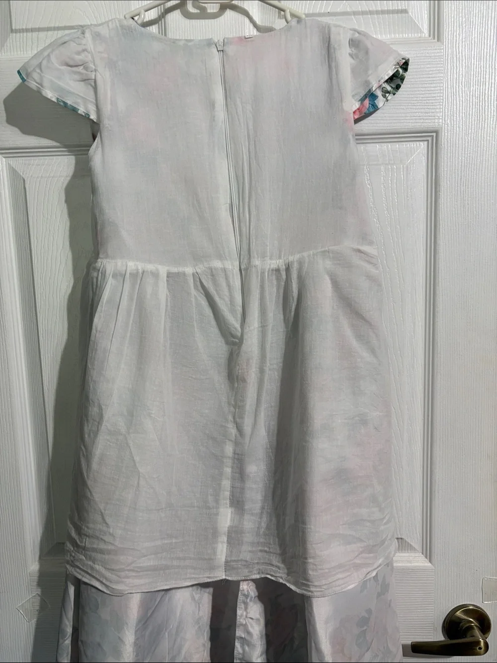 Source Unknown White Floral Dress with Pink and Blue Accents